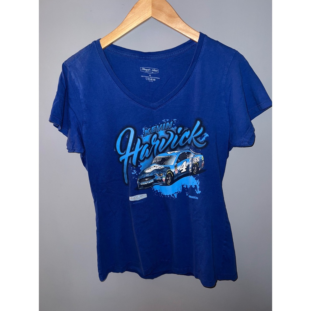Stewart-Haas Racing Kevin Harvick 4 Busch Beer V-Neck Graphic‎ Tee Blue Mens M